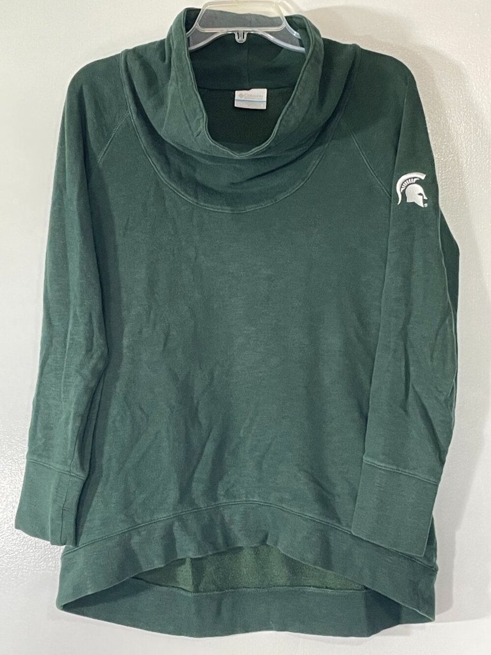 MSU Spartans Women’s Green Cowl Neck Tunic Sweatshirt Size L Excellent